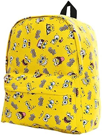 Totoro Cartoon Cute Backpack Bag Canvas Shoulder Bag College Student Handbags Yellow SpongeBob