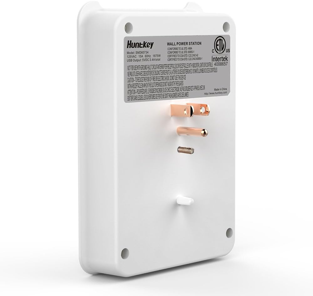 Huntkey 6 AC Outlets Surge Protector with 3 USB Charging Ports 3.4 Amp, SMD607: Home Improvement