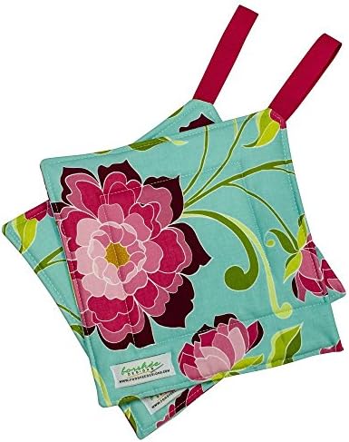 Quilted Trivet | Insulated Pot Holder | Square Hot Pad | Hanging Hotpad | Thermal Hot Pad | Rose Floral | PH0007