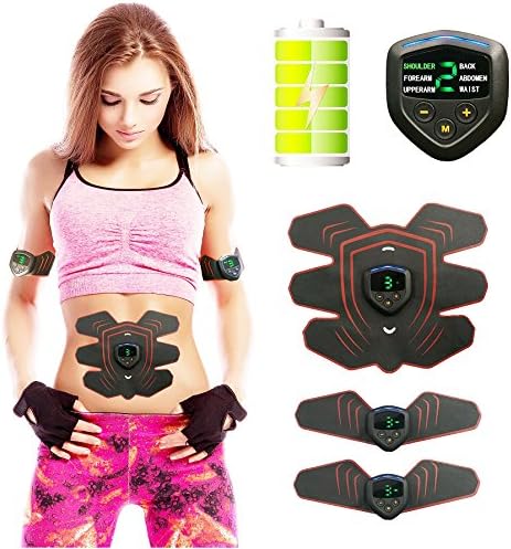 MUSCLE TONER Rechargeable ABS STIMULATOR with LCD Display - Portable Muscle Trainer with Rhythm &amp; Soft impulse - 6 Modes &amp; 10 levels with Simple Operation - Ultimate abs stimulator for Men Women