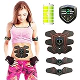 Rechargeable ABS STIMULATOR with LCD Display - Portable Muscle Trainer with Rhythm & Soft impulse - 6 Modes & 10 levels with Simple Operation - Ultimate abs stimulator for Men Women (LCD-Display)