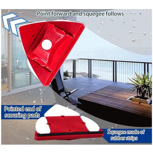 MAKINGTEC Magnetic Window Cleaning Tools, Double-Sided Window Cleaner Glass Wiper, Washing Brush Tools, Outside Window Cleaner Tool, for High-Rise Double Glazed Windows (4-22mm) (1, Red)