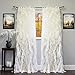 Sweet Home Collection SHRPNL-84-IVR-2PK Sheer Voile Vertical Ruffled Window Curtain Panel 50