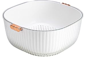 SundiooK Colander Berry Baskets with Handles, Plastic Food Strainer for Kitchen, 25.5 x 25.5 x 11 cm, Dishwasher Safe, Ergono