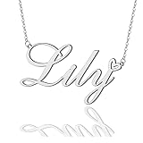 AOLO Lily Heart Name Necklace Silver Stainless