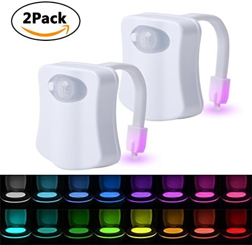 HOROW Led Toilet Light(2Pack),16 Color Led Motion Activated Light Sensor Toilet Bowl Night Light for Bathroom(Only Activates in Darkness)