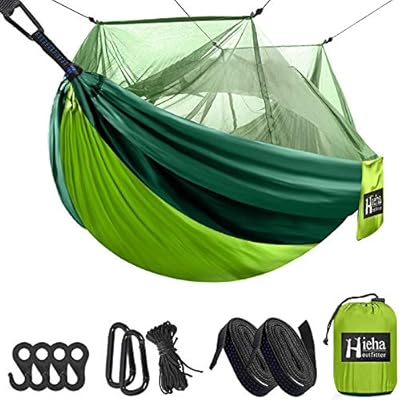 Hieha Camping Hammock with Mosquito Net, Portable Double/Single Travel Hammock w/Bug Insect Netting, Tree Straps… 51bEXh2n%2BdL