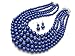 Fashion 21 Women's Five Multi-Strand Simulated Pearl Statement Necklace and Earrings Set (Royal Blue)