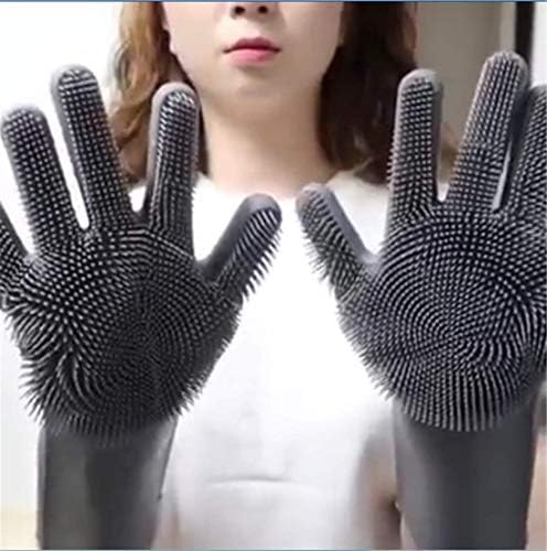 1 pair Food grade silicone Multi-purpose Lazy dishwashing gloves Thick durable convenient scrub brush Cleaning tools for home kangxiaoyan