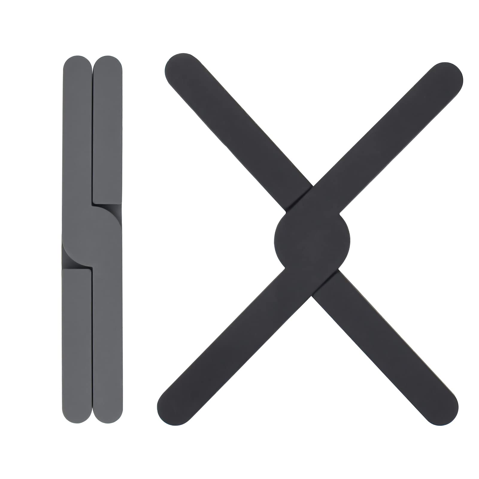 Silicone Folding Trivets 2 Pack Non Slip Heat Resistant for Hot Pans/Cup/Dishes/Plates (Gray and Black)