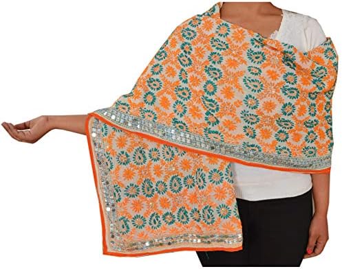SalsaNights Scarves Hand Embroidered Dupatta Evening Stole Phulkari Wrap Shawl