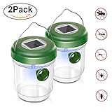 Benewell Wasp Trap Catcher with Solar Powered Ultraviolet LED Light Set of 2, Effective and Eco-friendly Traps for Wasps, Bees, Yellow Jackets, Hornets, Bugs, Fly and More