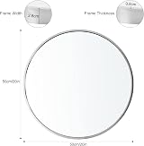 Warmiehomy Round Bathroom Mirror 50cm Aluminum Frame Silver Wall Mounted view 2
