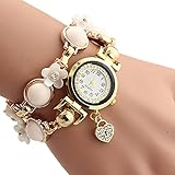 Cokoo Fashion Style Pearl Chain Bracelet Women's Fashion Wrap Wrist Watch White