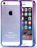iPhone 5S Case, Vofolen Colorful Gradient Edge iPhone 5S Cover Clear Slim Shell Shock Absorbing Transparent Flexible Soft Bumper Case Armor Protective Shell for iPhone 5 5S (Purple Blue)