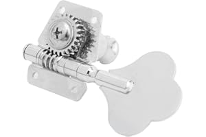 Bass Tuner Knobs, Silver Steel Vintage Open Electric Bass Fine Tuning Tool, with Installing Round Cover, for Left Row Right R