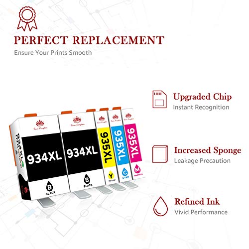 Toner Kingdom 934XL 935XL Compatible Ink Cartridges for HP 934XL 935XL for HP Officejet Pro 6230 6830 6820 6812 6815 6835 6810 (2 Black, 1 Cyan, 1 Magenta, 1 Yellow)
