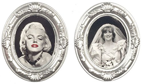Dollhouse Miniature 1:12 Scale 2 Pc Silver Oval Frames SET #G7059