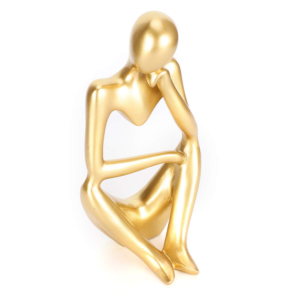 Cikonielf golden sculpture ornaments thinker Home Decoration thinker statue Desktop DIY Decor Thinker People Abstract Ornament Sculpture