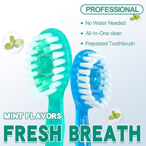 Mini Disposable Toothbrushes - 5 in 1 Travel Portable Toothbrush with Toothpaste + Tongue Scraper + Picks+Floss Travel Case, 10 Pcs-Mixed 4 Flavor