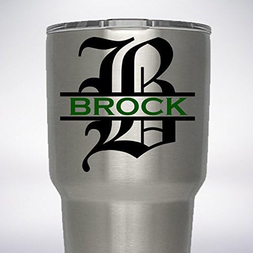 Olde English Split Initial Monogram Name Decal for Yeti RTIC Ozark Tumbler 20oz or 30oz - calligraphy script
