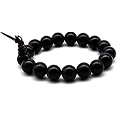 Zen Dear Unisex Natural Ebony Buddhist Prayer Bead Buddha Necklace Buddhism Bracelet Tibetan Prayer Mala Beaded 108 Wood Beads Black