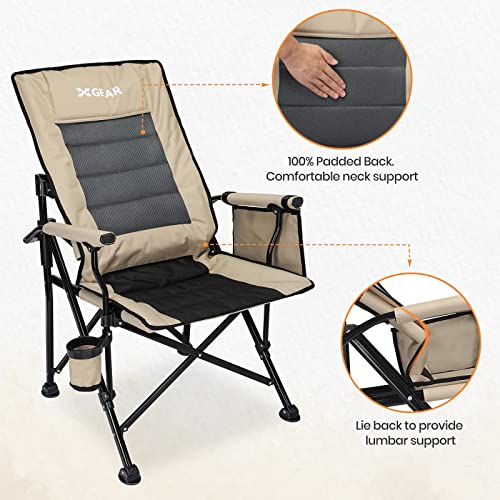 XGEAR Adjustable Oversized Camping Chair High Back Camp Chair Hard Arm