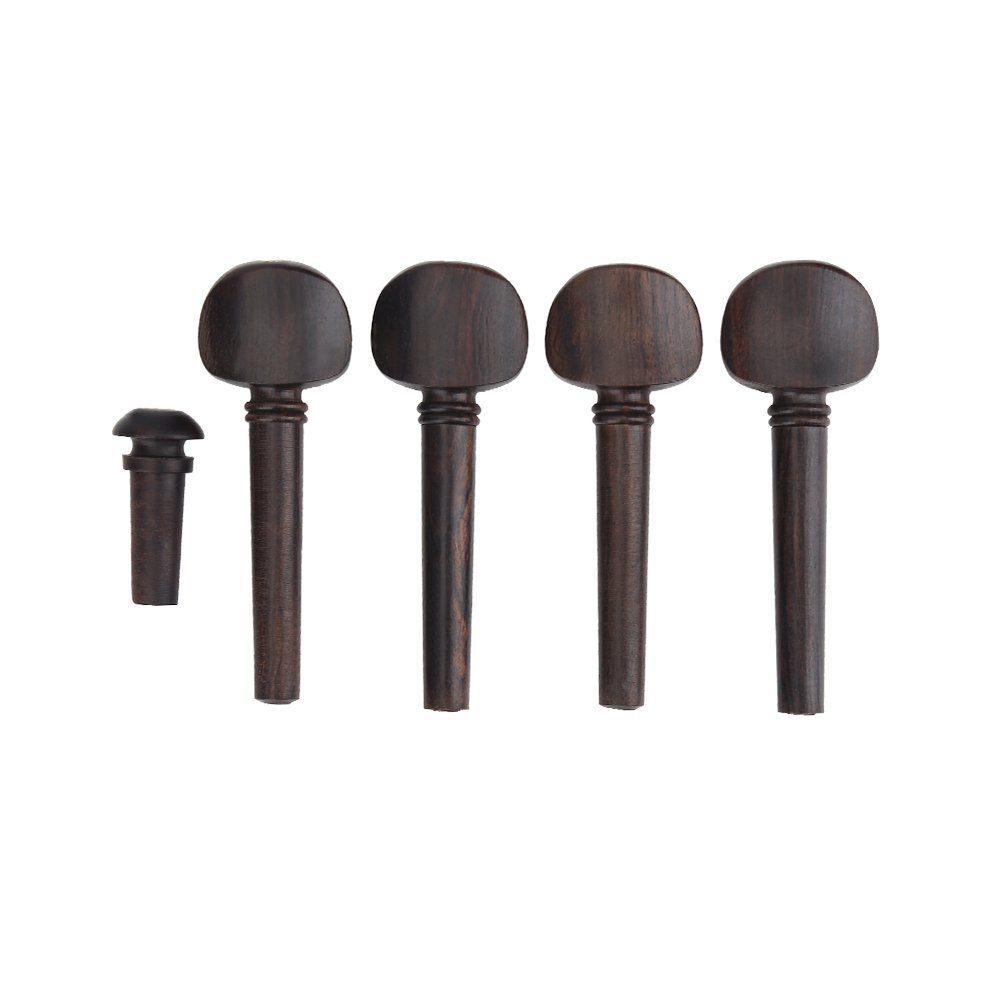 Violin Tuning Pegs, Ebony Tuning Pegs with Endpin Set Replacement Parts for 4/4 Violin Fitting and Maintenance