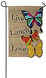 Evergreen Live Laugh Love Burlap Garden Flag, 12.5 x 18 inches