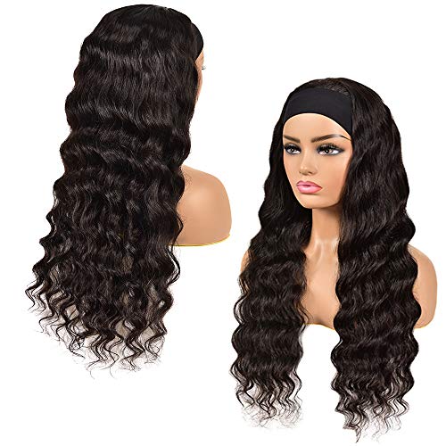 Headband-Wig-Human-Hair-Wigs-Non-Lace-Front-Wigs-Human-Hair-For-Black-Women-Glueless-Machine-Made-Loose-Deep-Wave-Headband-Wigs-Natural-Color-150-Density-20-Inch-Loose-Deep
