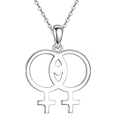 YAFEINI Lesbian Pride Necklace 925 Sterling Silver Lesbian Symbol Lgbt Pride Necklace LGBT Pride Jewelry Gifts for Women