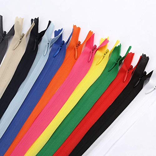 Yzsfirm 10 Pcs 24 Inch Real Silk Sewing Invisible Zipper,Sky Blue Coil Closed Zippers for Tailor Crafts