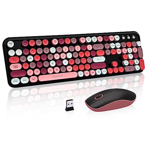 Retro Wireless Keyboard Mouse Combo