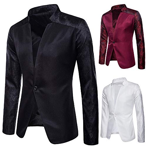 Fashion Charm Casual One Button Fit Suit Blazer Coat Jacket Top Men Black - Thumbnail 2