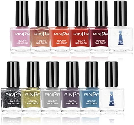 Abitzon New Non-Toxic Nail Polish Set Easy Peel Off & Quick Dry Eco-Friendly Water Based Nail Polish (12 Bottles)