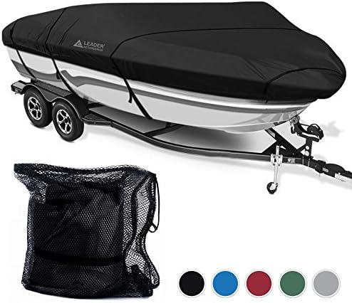 Leader Accessories Solution Dyed Waterproof Trailerable Runabout Boat Cover Fit V-Hull Tri-Hull Fishing Ski Pro-Style Bass Boats, Full Size