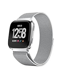 Aresh Compatible Fitbit Versa correas de acero inoxidable sólido Versa correa correa de repuesto Metal pulseras compatible Fitbit Versa Smartwatch