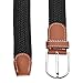 Ayliss Men's Elastic Fabric Woven Stretch Belt Leather Inlay,Black
