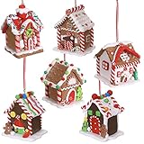 6 Pcs Gingerbread House Ornaments Holiday Christmas