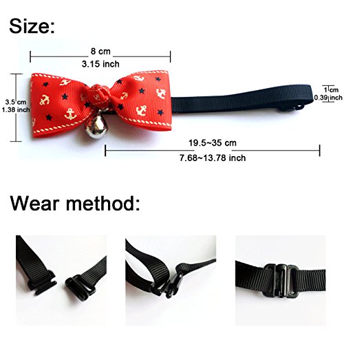 Miyoo Colorful Pet Bow Tie, Adjustable Fashion Cat Dog Rabbit Bow tie Collar with Bell, Pet Accessories Bowtie for Small Cats Kitten Dogs Puppy. (2)