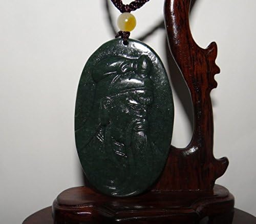 2.6" China Certified Nature Hetian Nephrite Green Jade Wealth Guangong Pendants