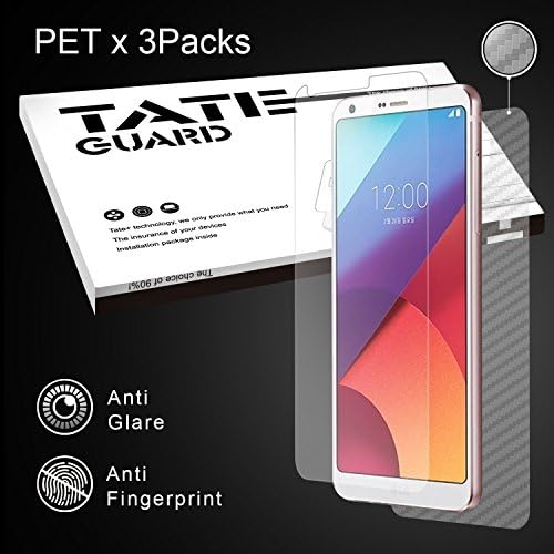 [3 Pack Matte PET Screen Protector] [Not Glass] LG G6 Screen Protector, Tateguard PET Screen Cover [Anti-Glare] [High-Durable][Anti-Smudge] [Easy Install][Shatter-Proof]with a Full-Covered Back Film