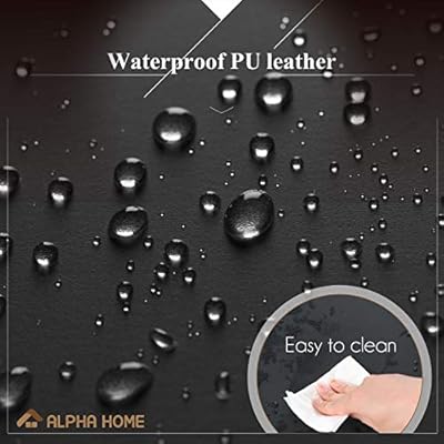 ALPHA HOME 24" Bar Stool Counter Height Bar Stools with Footrest Pu Leather Backless Kitchen Dining Cafe Chair with Thick Cushion & Sturdy Chromed Metal Steel Frame Base for Indoor Outdoor,Black,2PC 51bEsZVNNzL