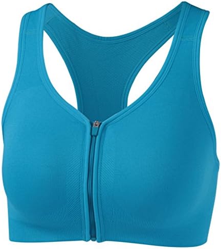 BollyQueena Racerback Sports Bra, Women's Zip Wire-Free Yoga Sports Bra