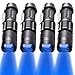 4 Pack Blue LED Flashlight,Best Mini Blue Light Flashlight - Portable, Zoomable, Water & Shock Resistant Blue Flashlights with Clip For Fishing Hunting