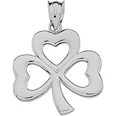 Claddagh Gold Dainty 925 Sterling Silver Three-Leaf Heart Clover Irish Shamrock Necklace Pendant