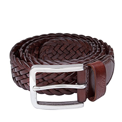 Falari Men's Braided Belt Leather 35mm Brown L 38-40 9007
