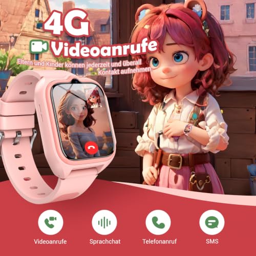 Blackview Children's Smart Watch, GPS, Can Insert SIM Card, Watch with 4G Video Calls, SOS Emergency Call, Phone Call, Voice Chat, SMS, School Mode, Pedometer, Children's Watch for Girls and Boys