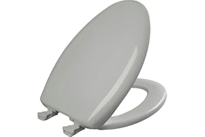 Bemis 1200SLOWT 062 Toilet Seat will Slow Close, Never Loosen and Easily Remove, ELONGATED, Plastic, Ice Grey