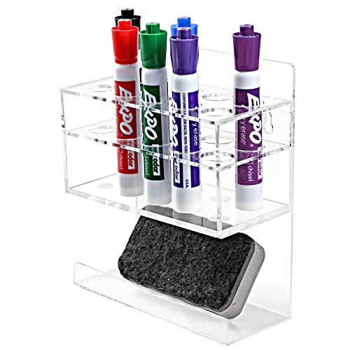 MyGift Wall Mounted Clear Acrylic Dry Erase Whiteboard Marker Holder